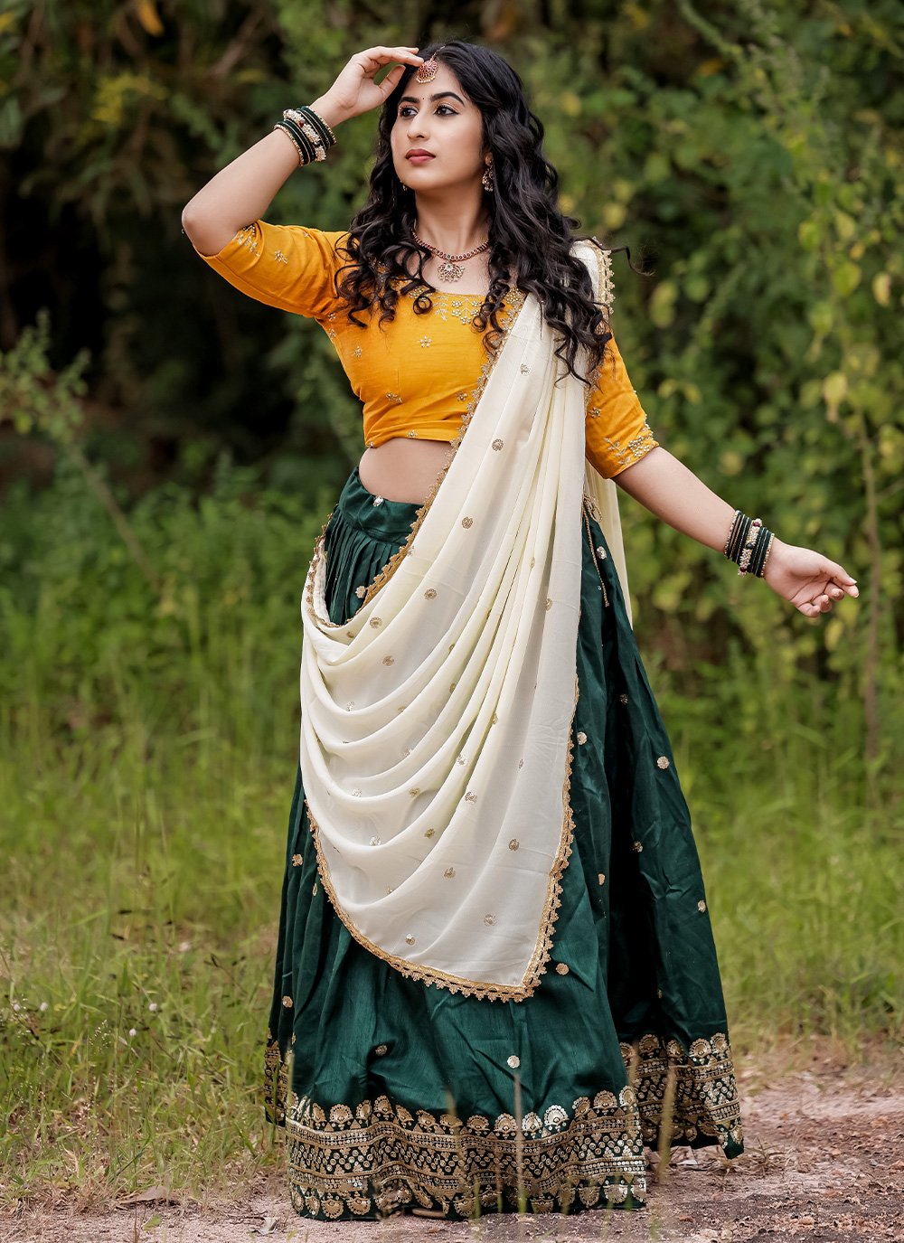 Lehenga Choli Banglori Silk Green Embroidered Lehenga Choli
