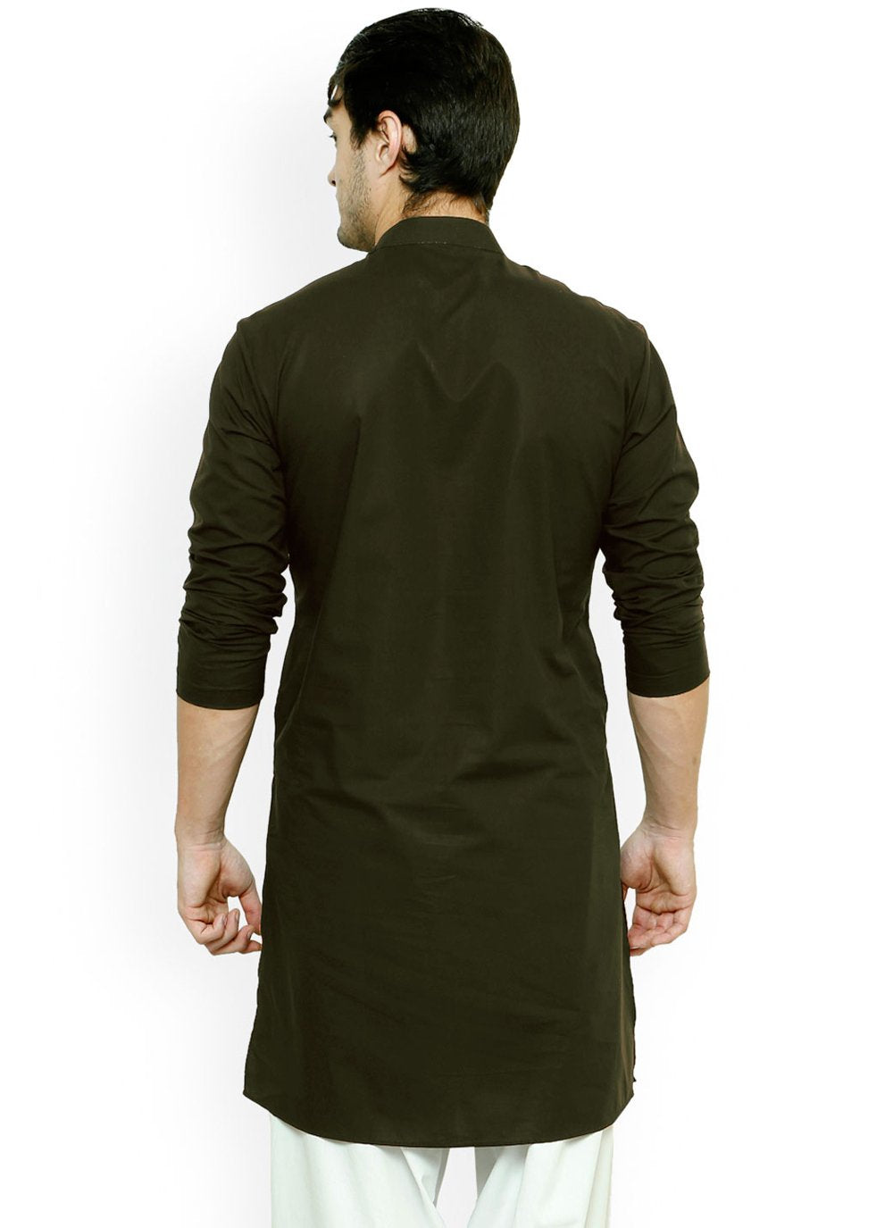Kurta Pyjama Blended Cotton Green Buttons Mens