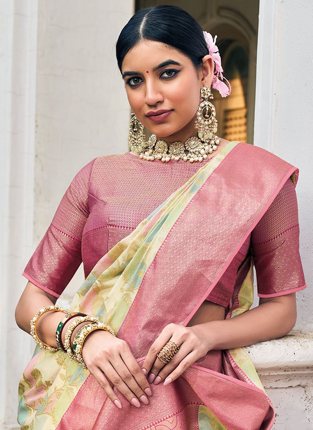 Classic Organza Green Weaving Saree