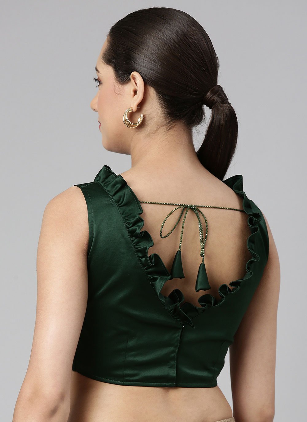 Blouse Satin Green Plain Blouse