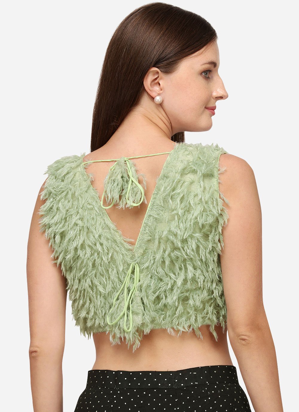 Designer Blouse Silk Green Plain Blouse