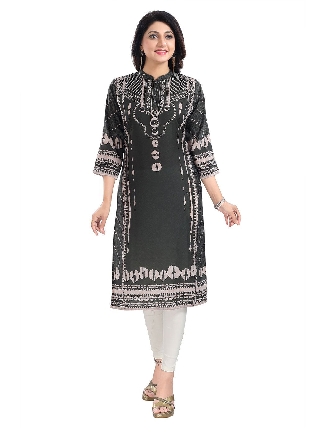 Designer Kurti Muslin Green Digital Print Kurtis