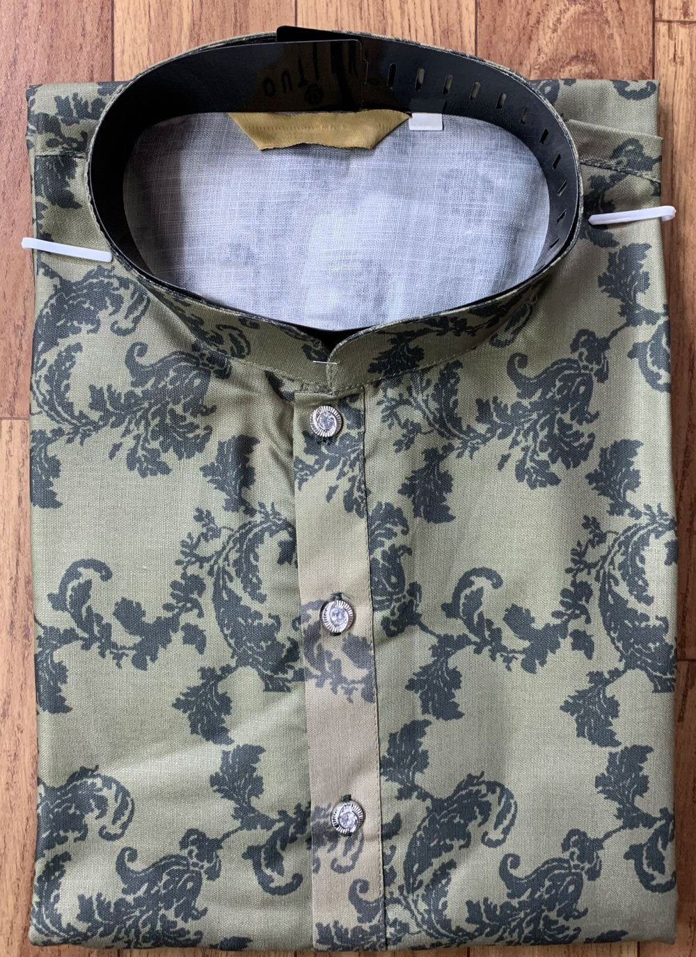 Kurta Pyjama Cotton Green Digital Print Mens