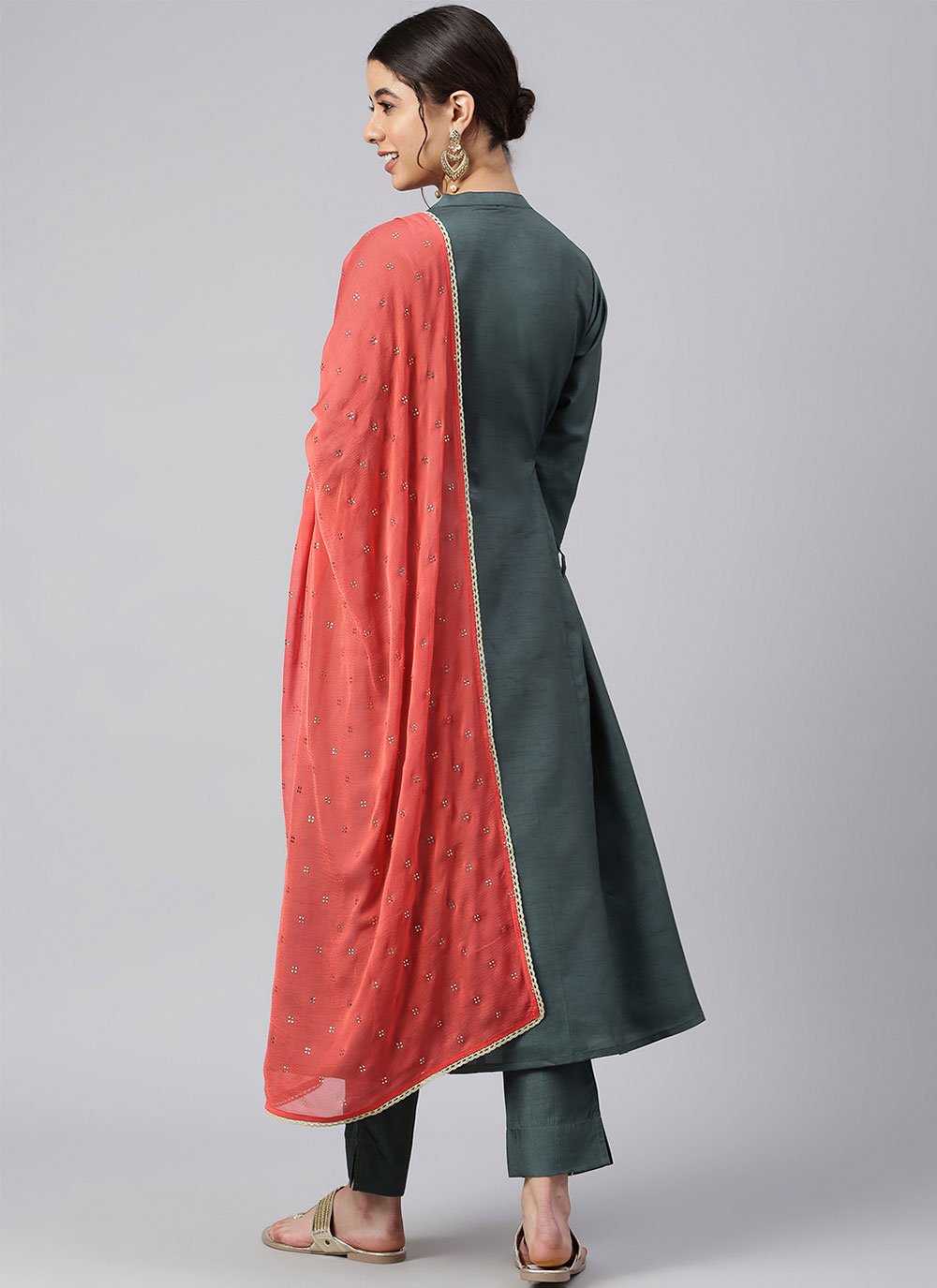 Salwar Suit Poly Silk Green Sequins Salwar Kameez