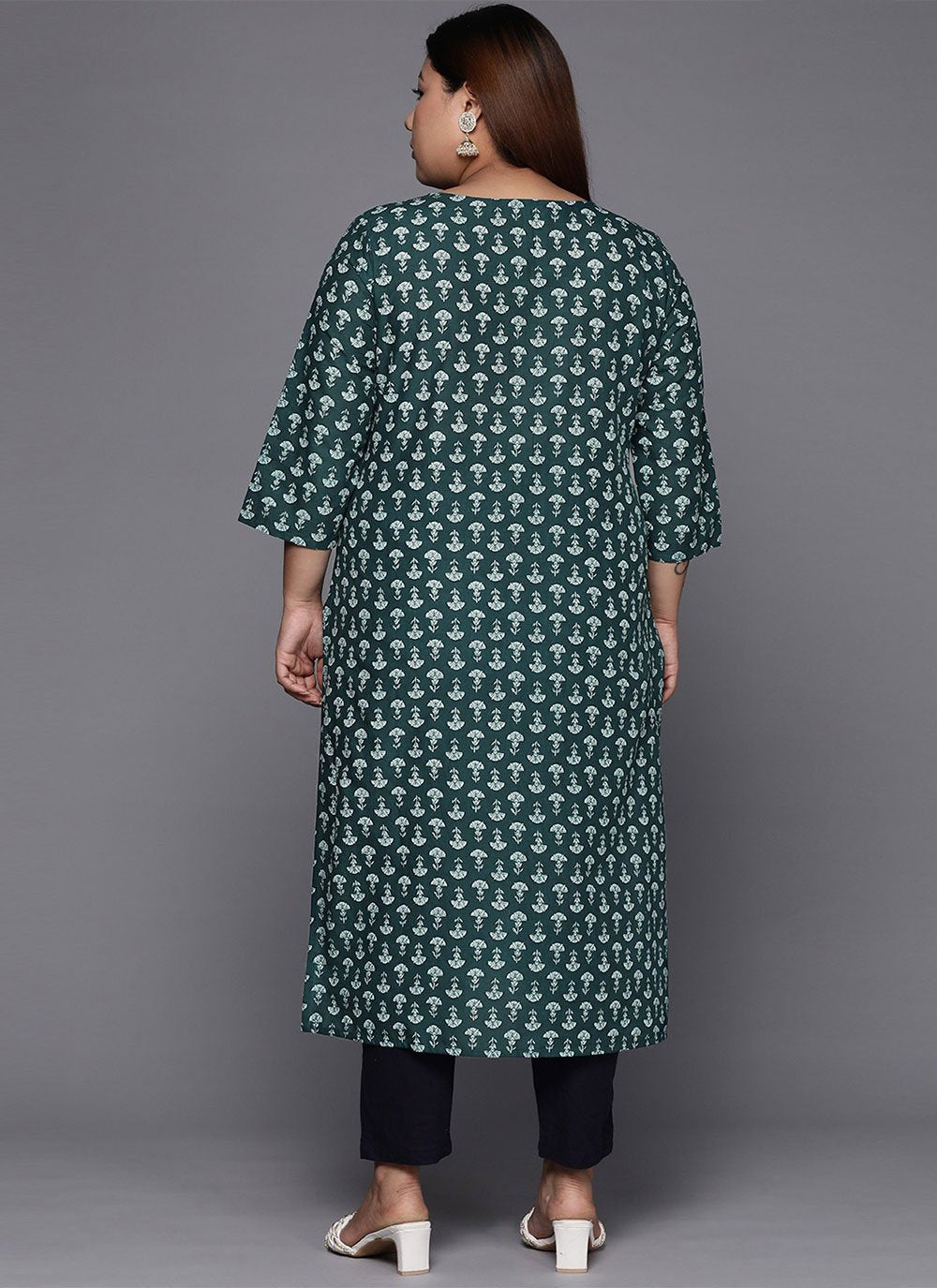 Designer Kurti Cotton Green Print Kurtis