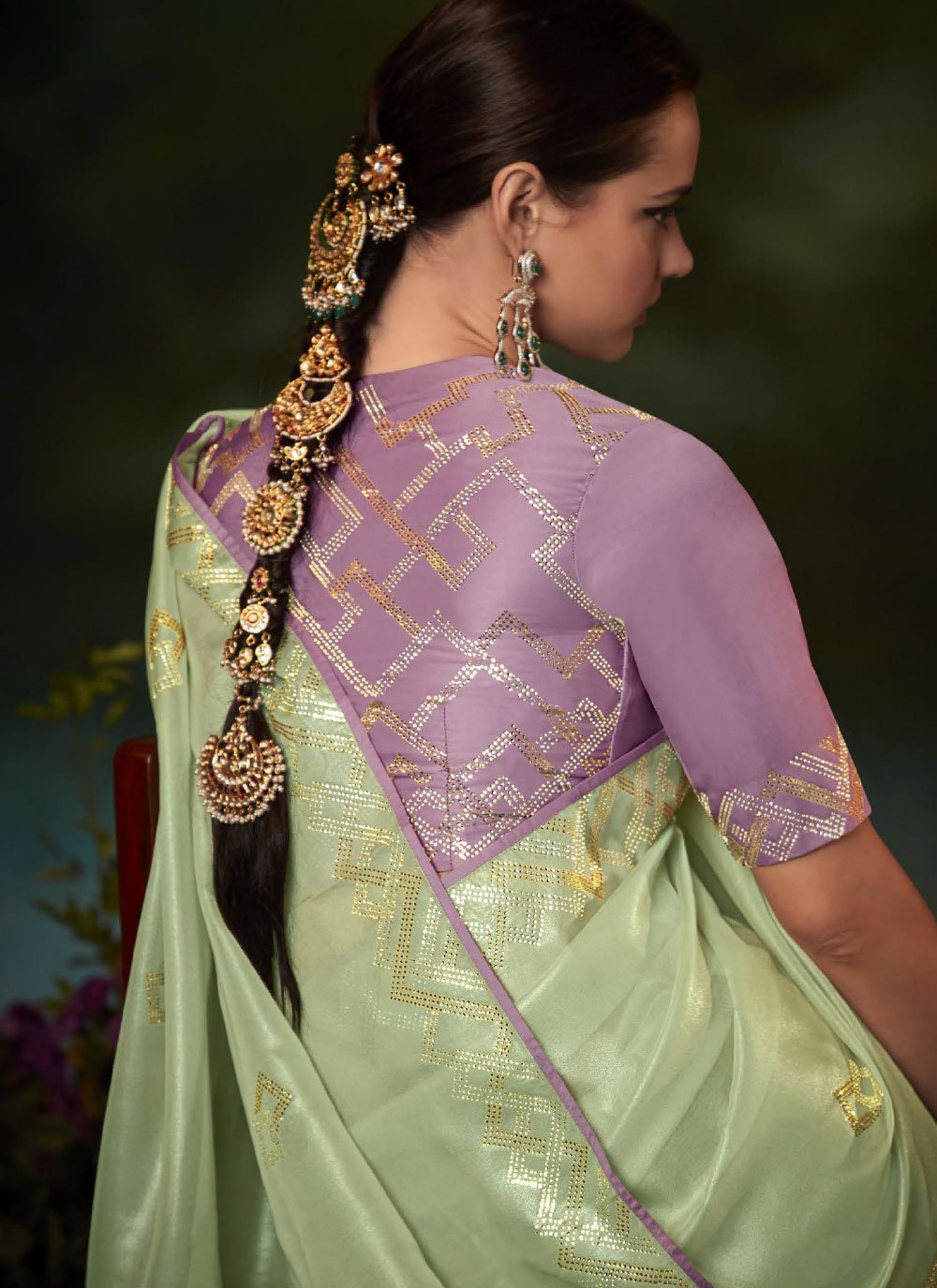 Contemporary Fancy Fabric Green Fancy Work Saree