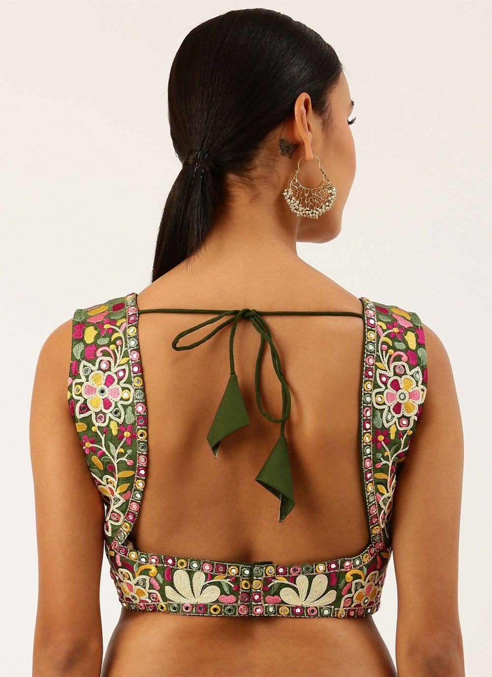 Blouse Silk Green Embroidered Blouse