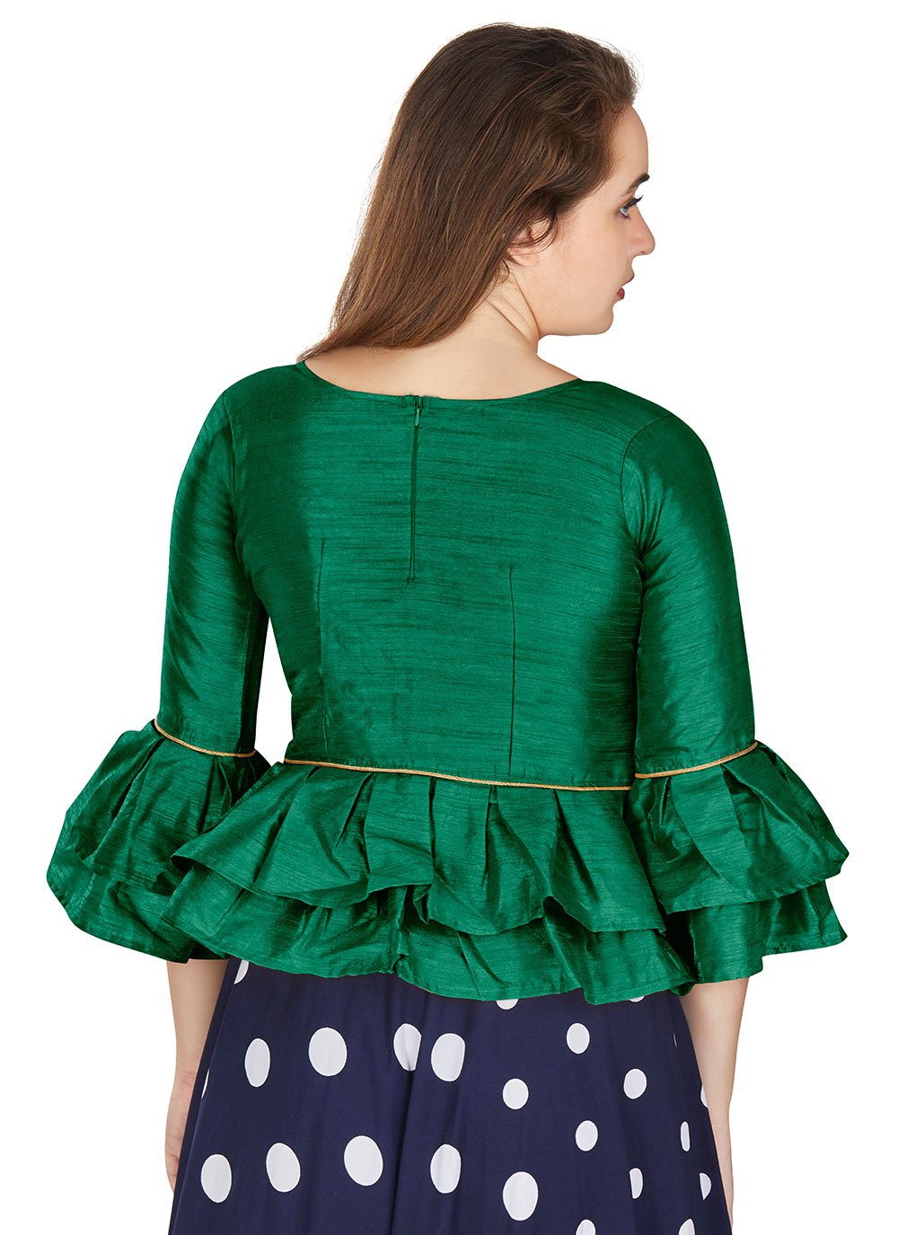 Designer Blouse Art Silk Green Plain Blouse