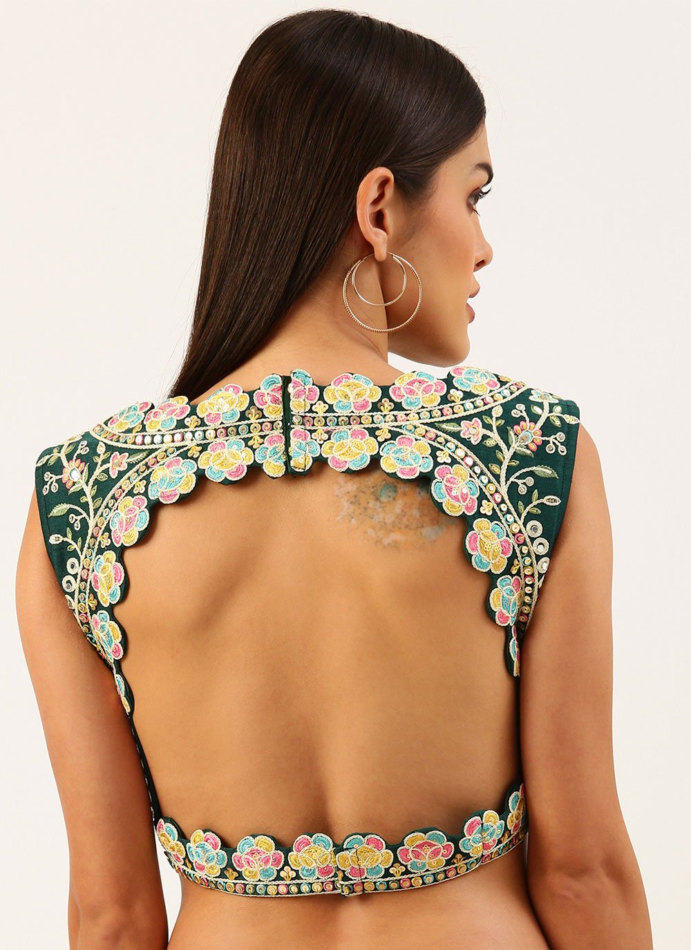 Blouse Silk Green Embroidered Blouse