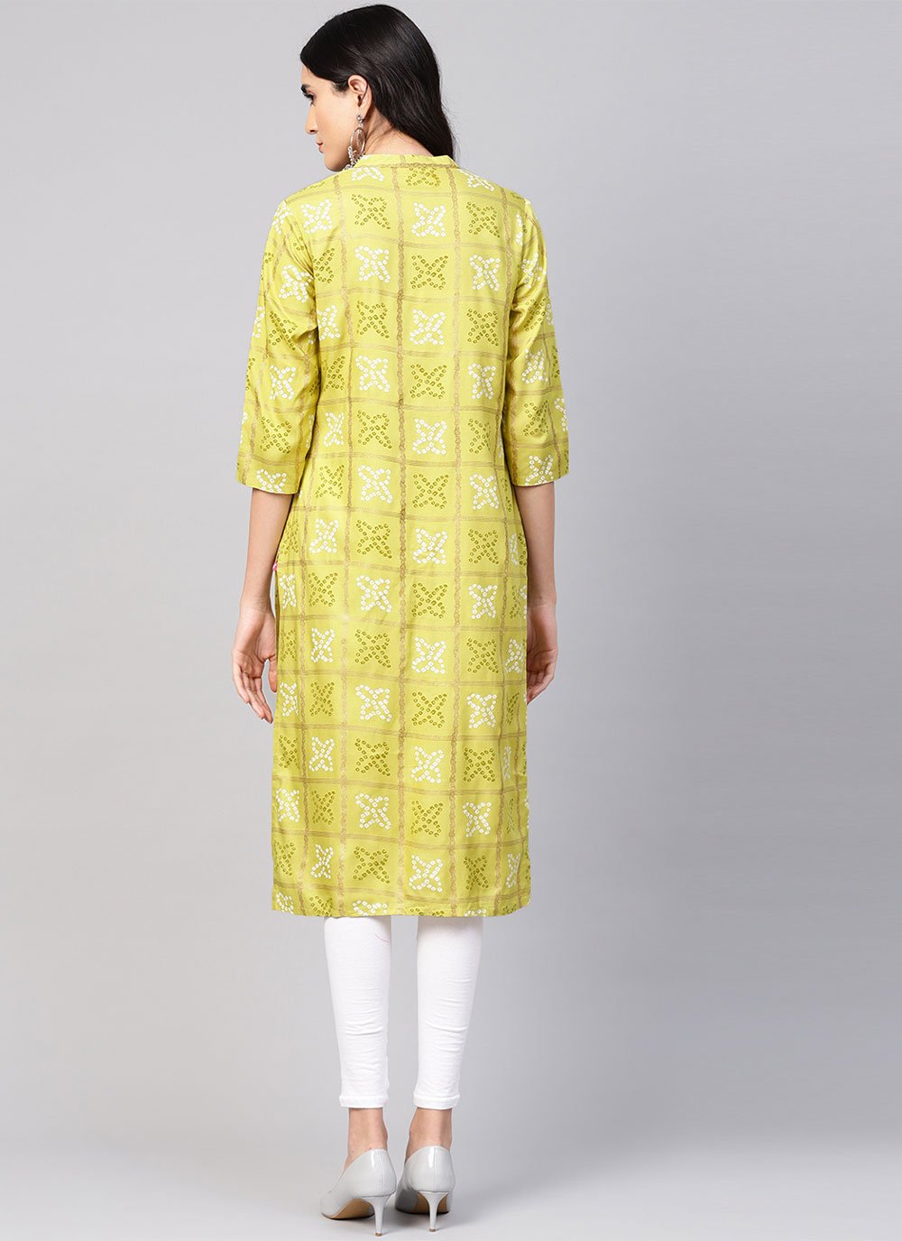 Designer Kurti Rayon Viscose Green Print Kurtis