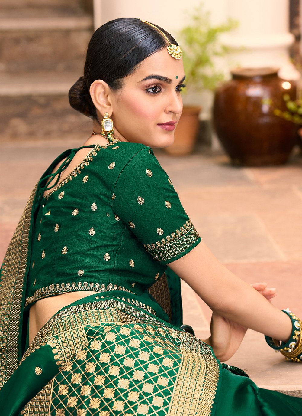 Classic Silk Green Embroidered Saree
