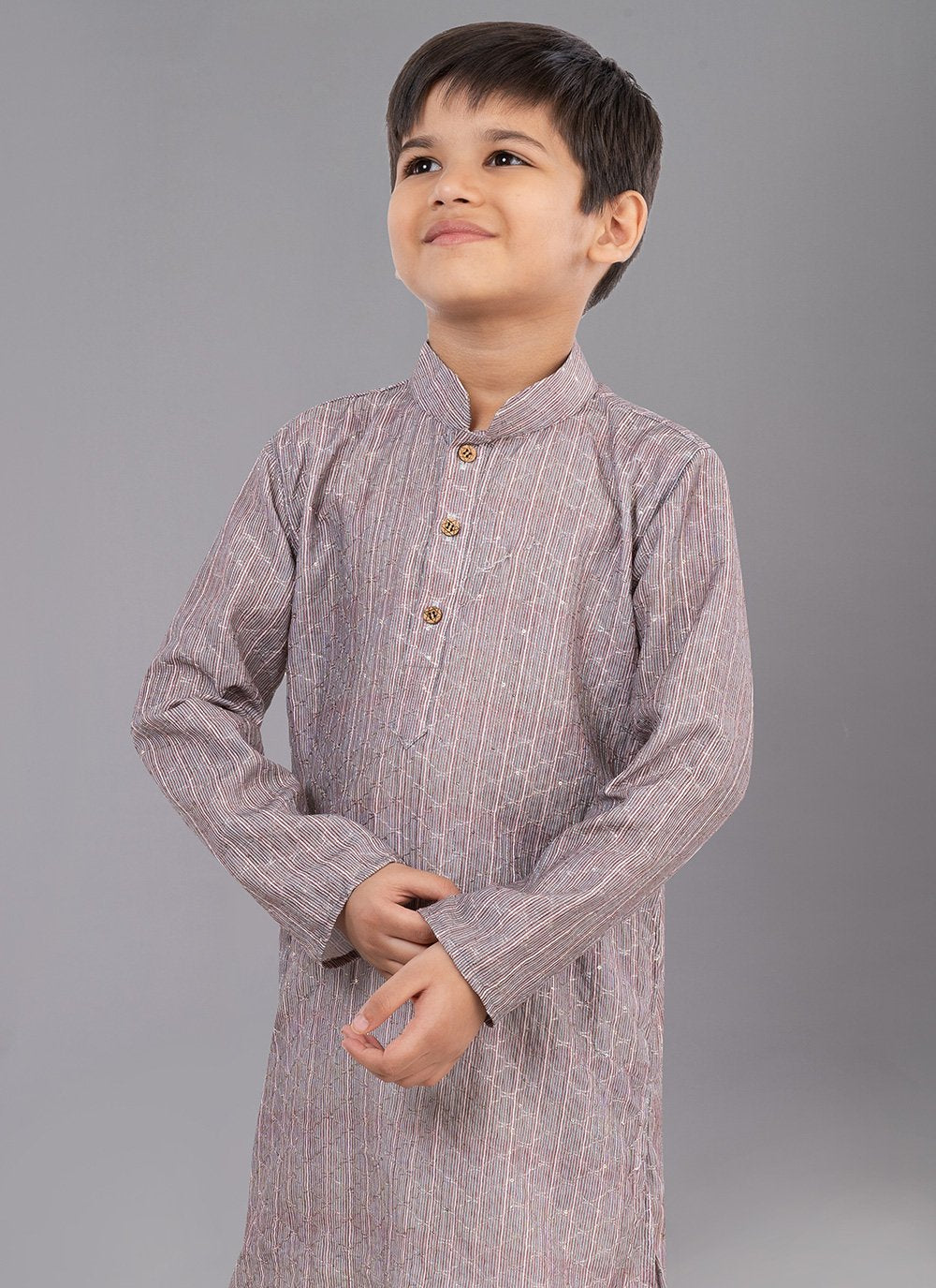 Kurta Pyjama Polyester Grey Digital Print Kids