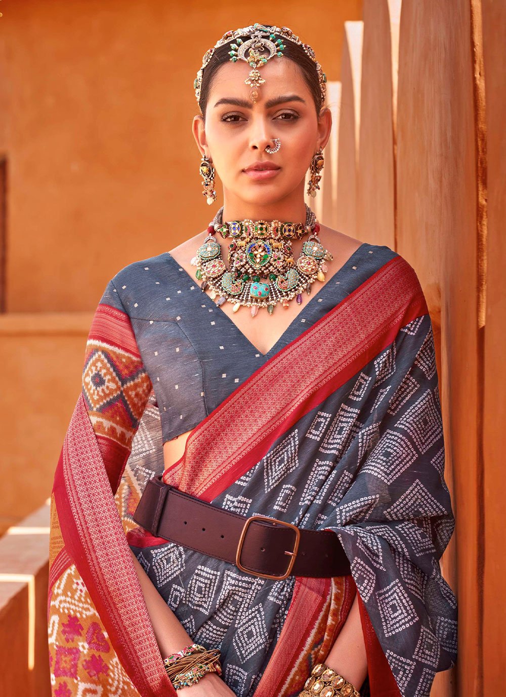 Trendy Saree Cotton Silk Grey Foil Print Saree