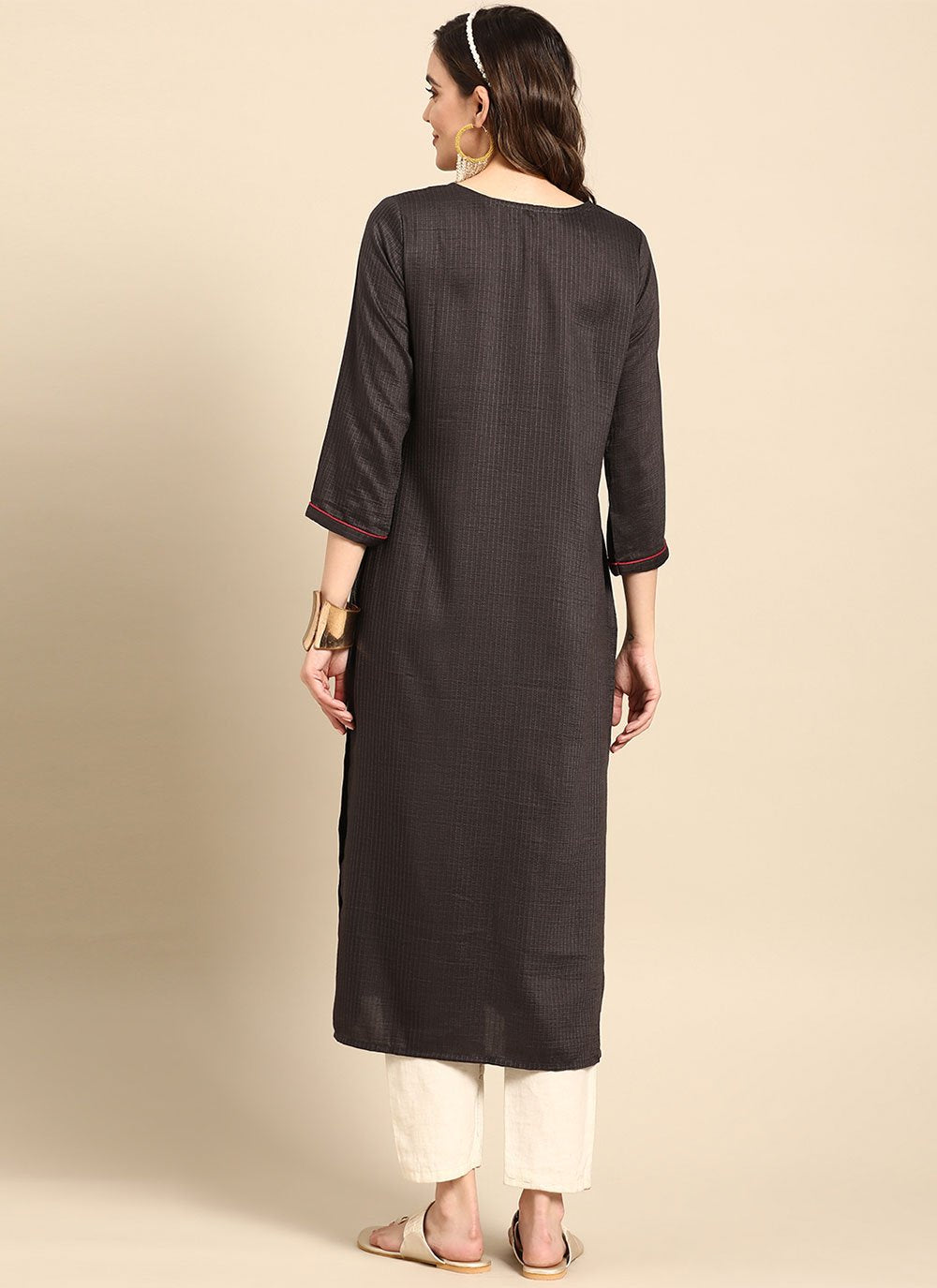 Designer Kurti Poly Rayon Grey Embroidered Kurtis