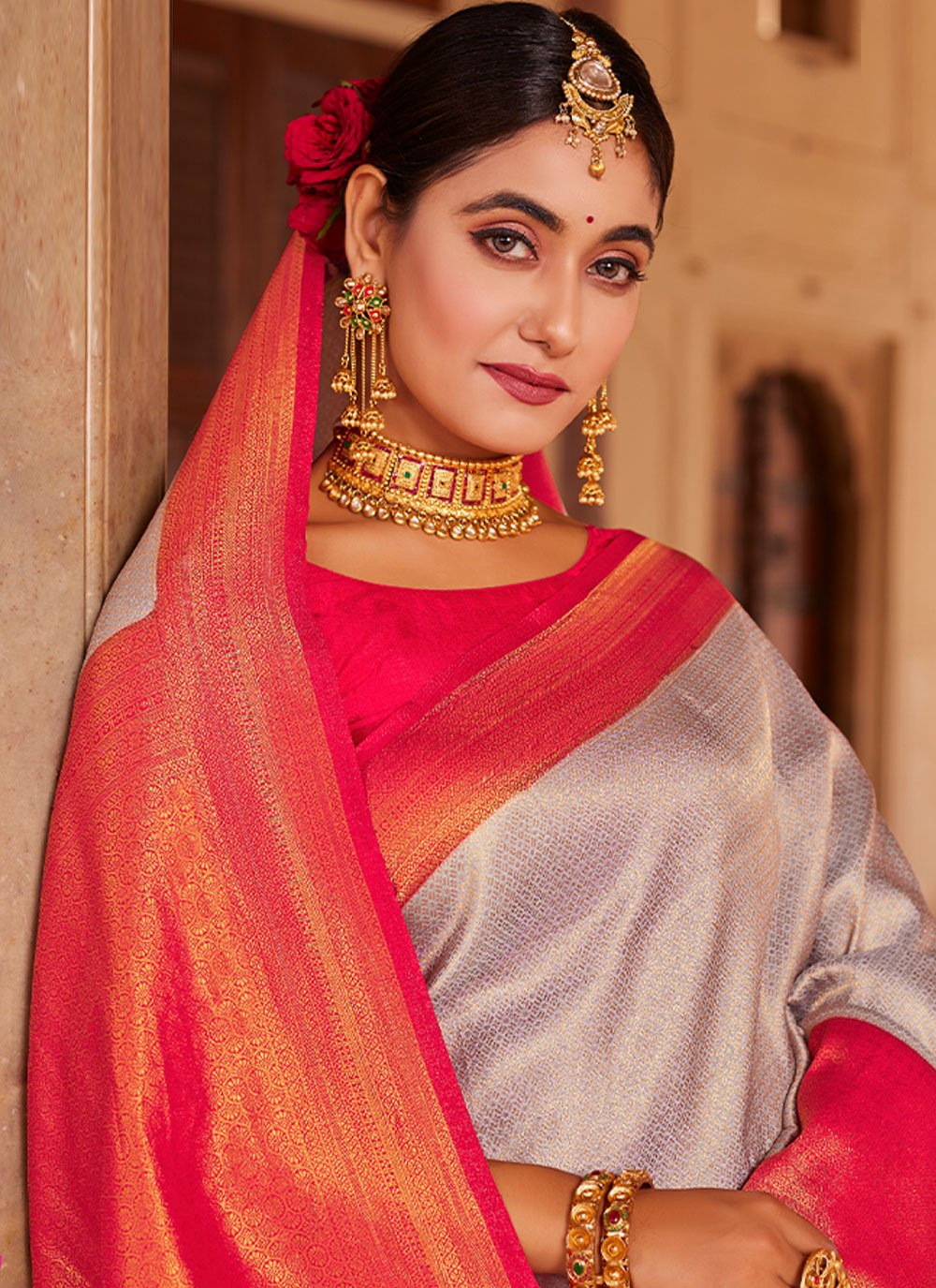 Classic Silk Grey Weaving Saree