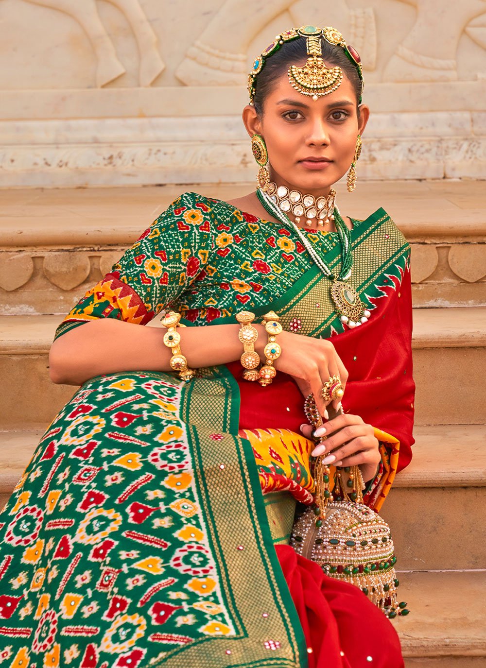 Classic Silk Red Hand Work Saree