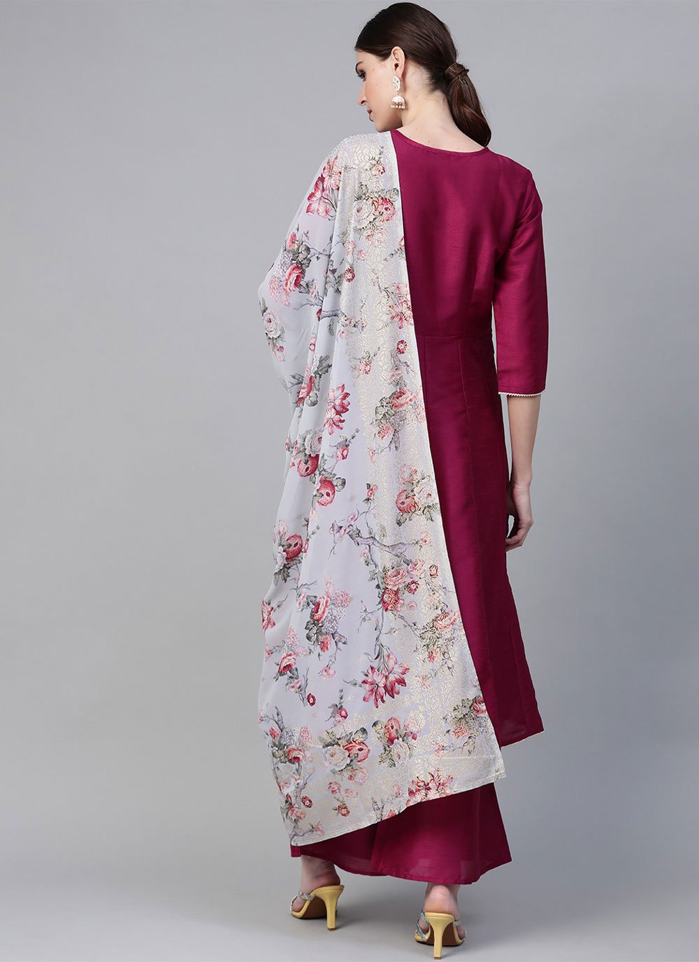 Salwar Suit Poly Silk Hot Pink Plain Salwar Kameez