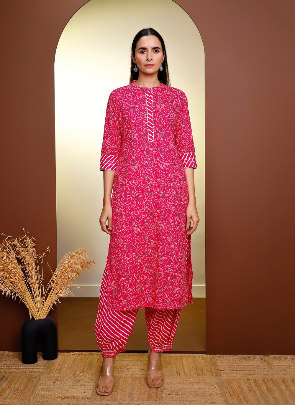 Punjabi Suit Cotton Hot Pink Print Salwar Kameez – Kajols Indian
