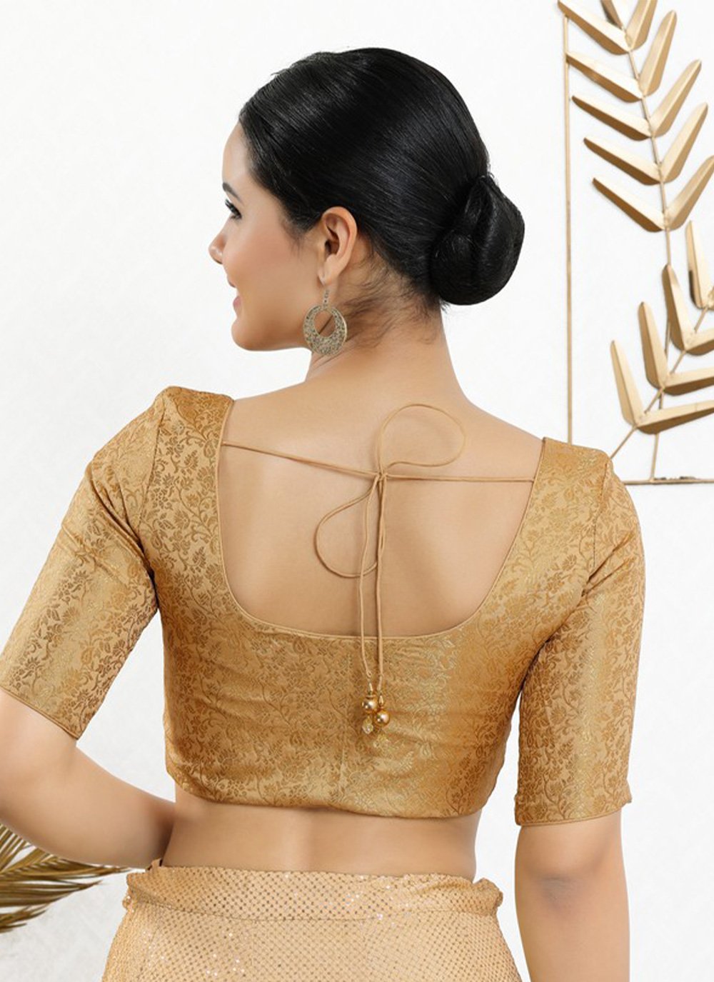 Blouse Jacquard Beige Print Blouse