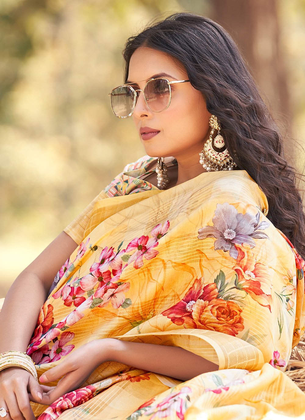 Contemporary Cotton Jacquard Yellow Patch Border Saree