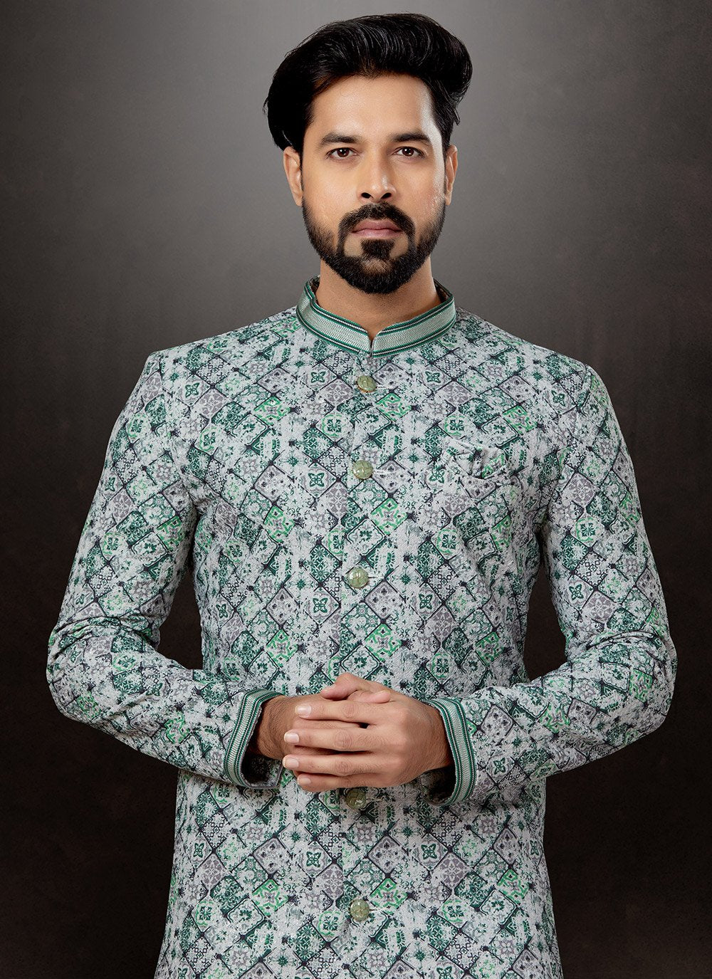 Indo Western Sherwani Jacquard Multi Colour Fancy Work Mens