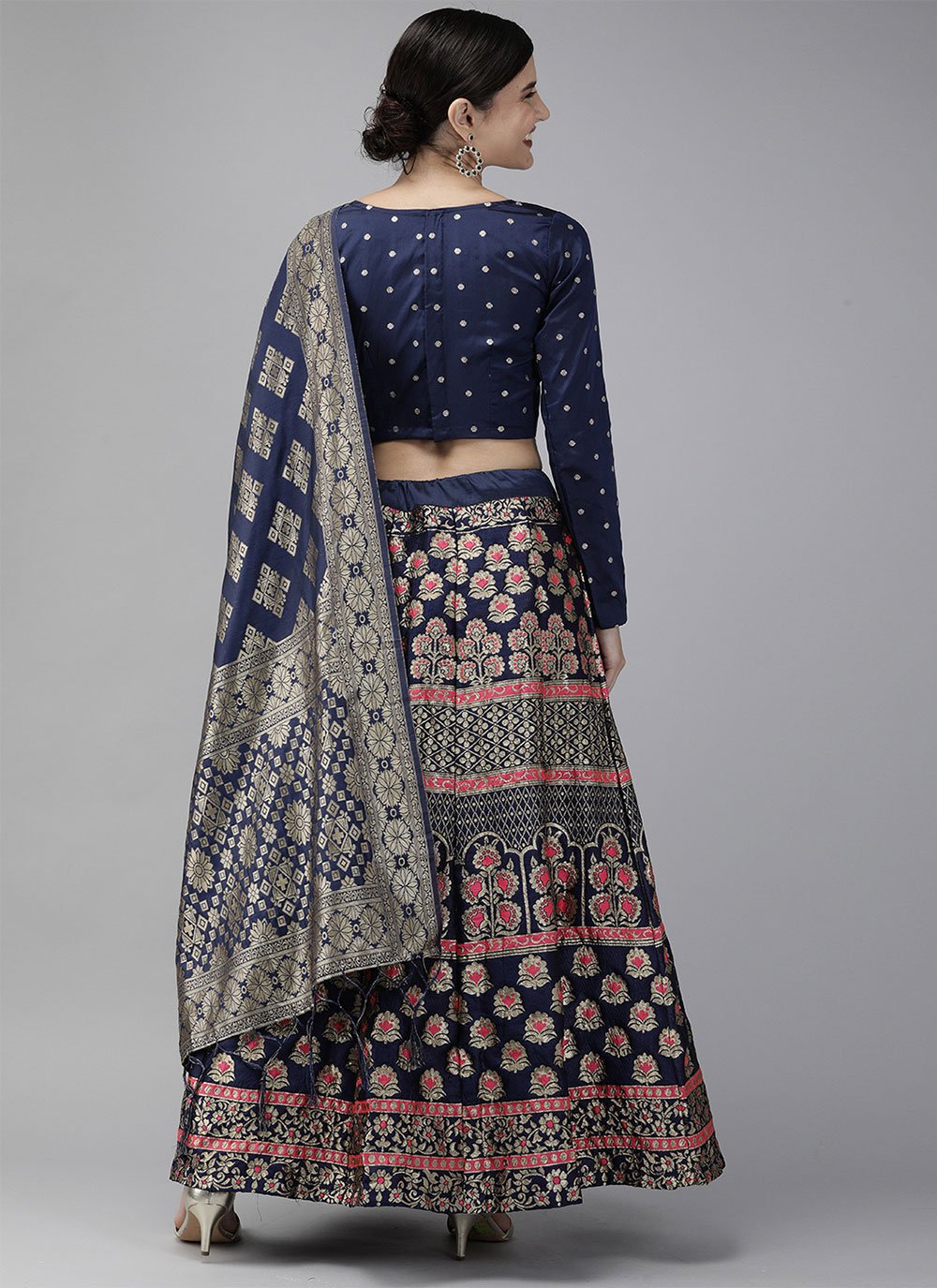 Lehenga Choli Banarasi Silk Jacquard Multi Colour Jacquard Work Lehenga Choli