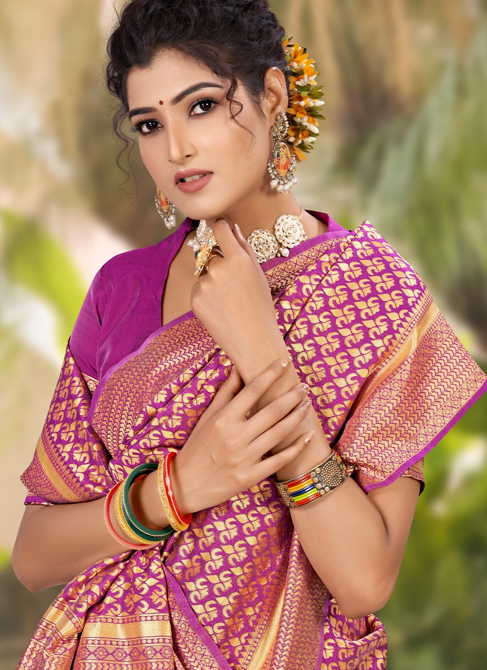 Trendy Saree Jacquard Silk Purple Zari Saree