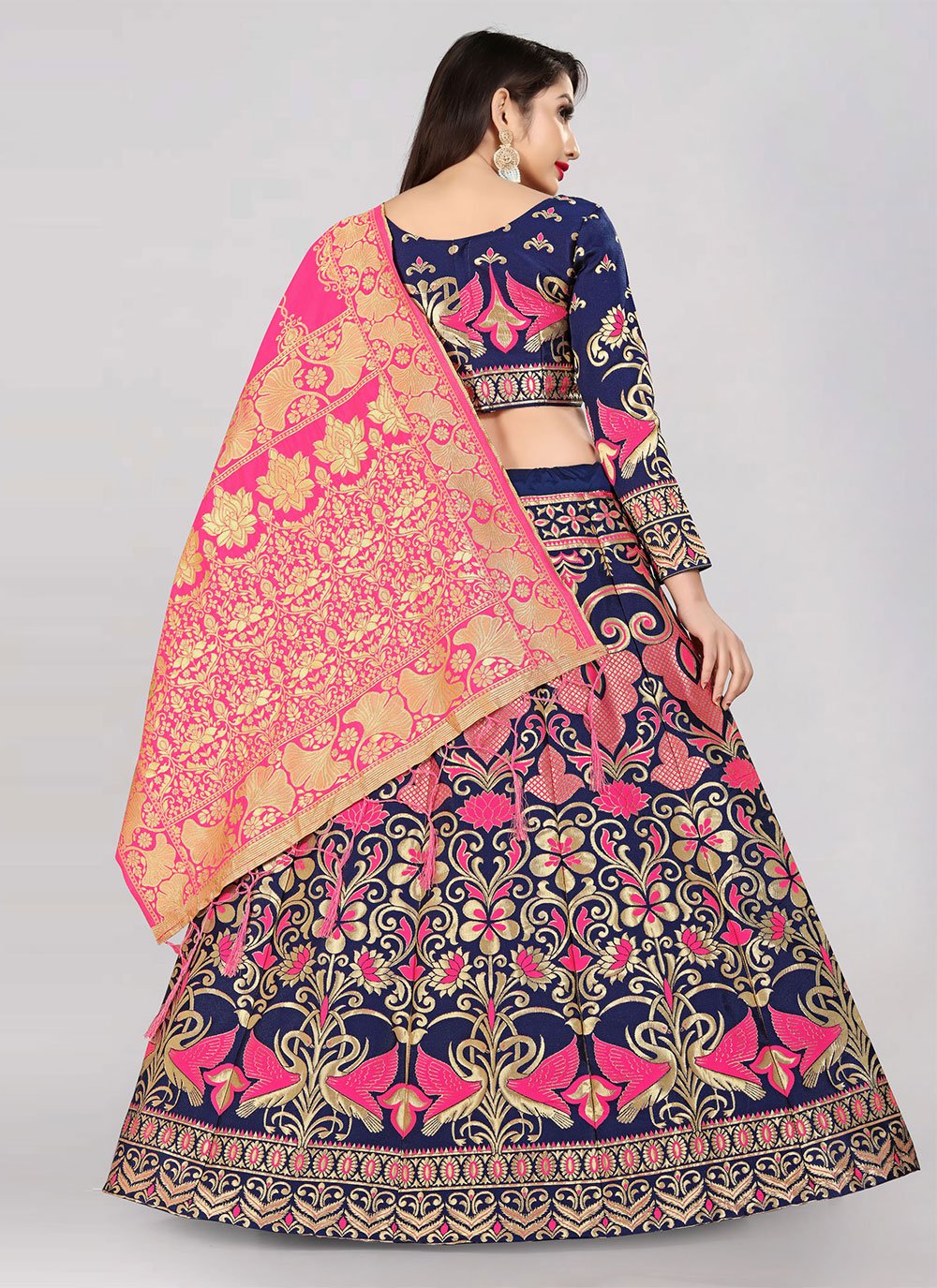 Lehenga Choli Banarasi Silk Jacquard Blue Jacquard Work Lehenga Choli