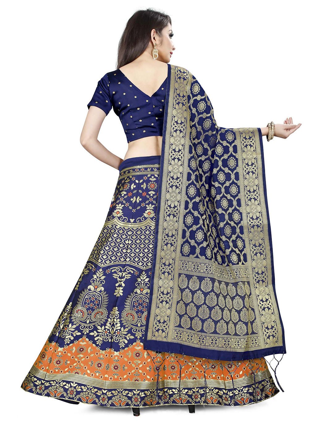 Lehenga Choli Banarasi Silk Jacquard Blue Jacquard Work Lehenga Choli