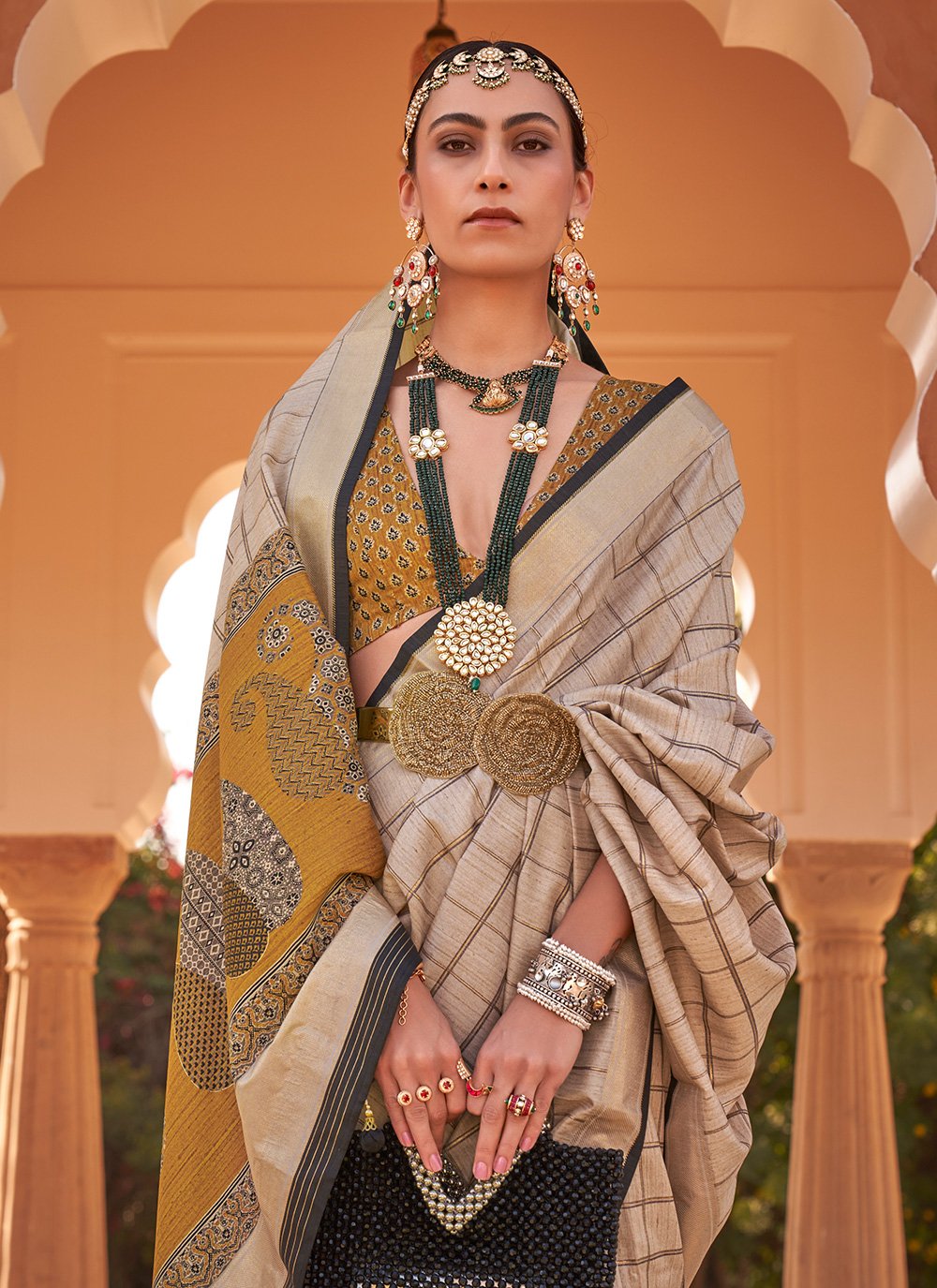 Classic Kanchipuram Silk Multi Colour Print Saree