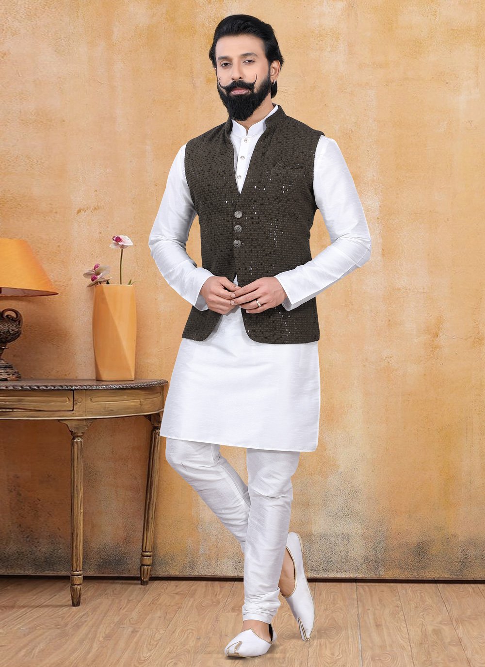 Khaki nehru jacket best sale