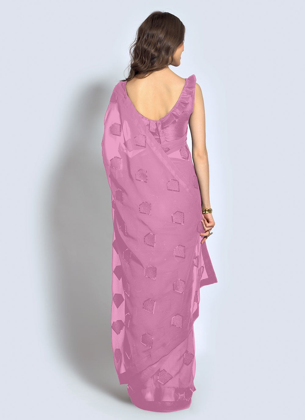 Classic Georgette Lavender Sequins Saree