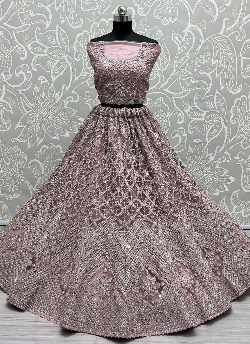 Lehenga Choli Net Lavender Diamond Lehenga Choli