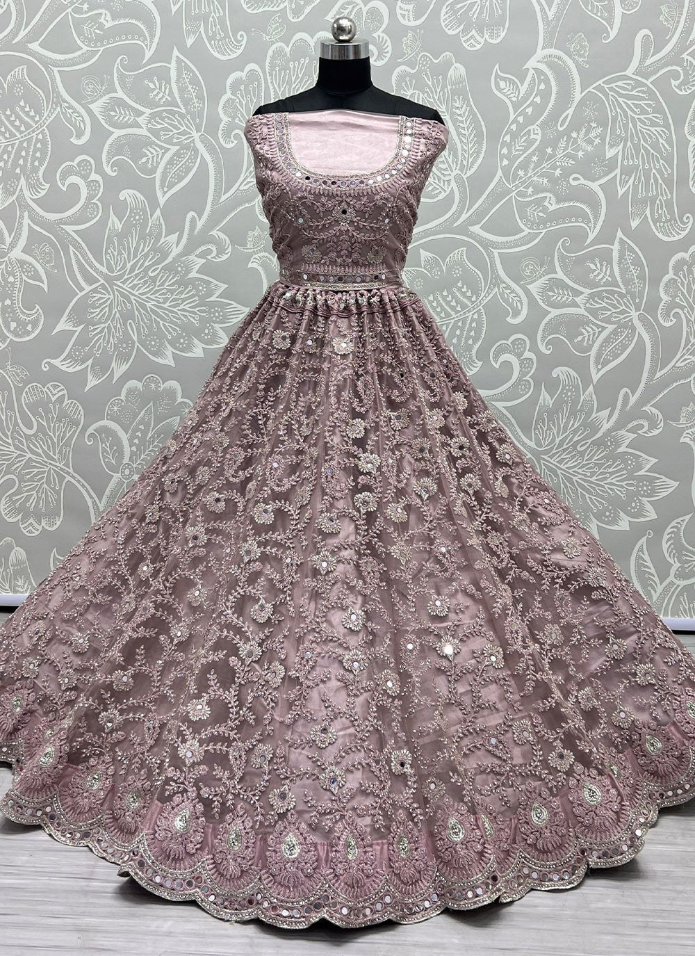 Lehenga Choli Net Lavender Diamond Lehenga Choli