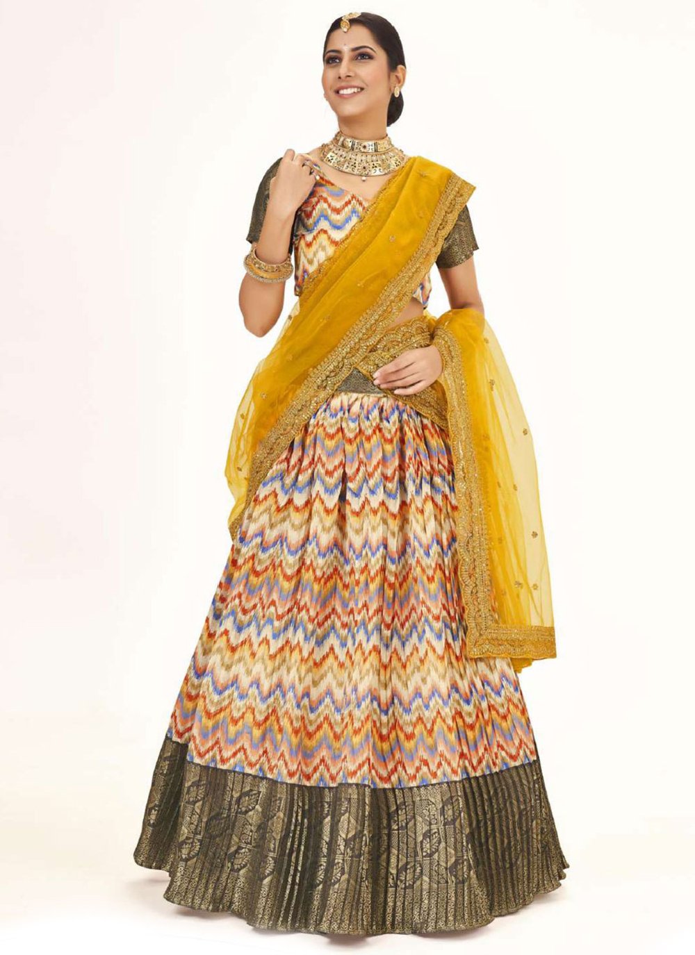 Lehenga Choli Silk Multi Colour Digital Print Lehenga Choli