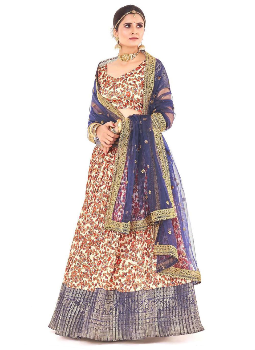 Lehenga Choli Silk Multi Colour Digital Print Lehenga Choli