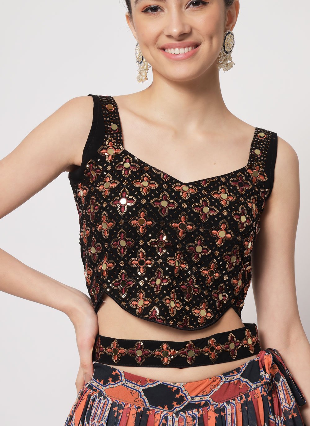 Lehenga Choli Georgette Multi Colour Embroidered Lehenga Choli