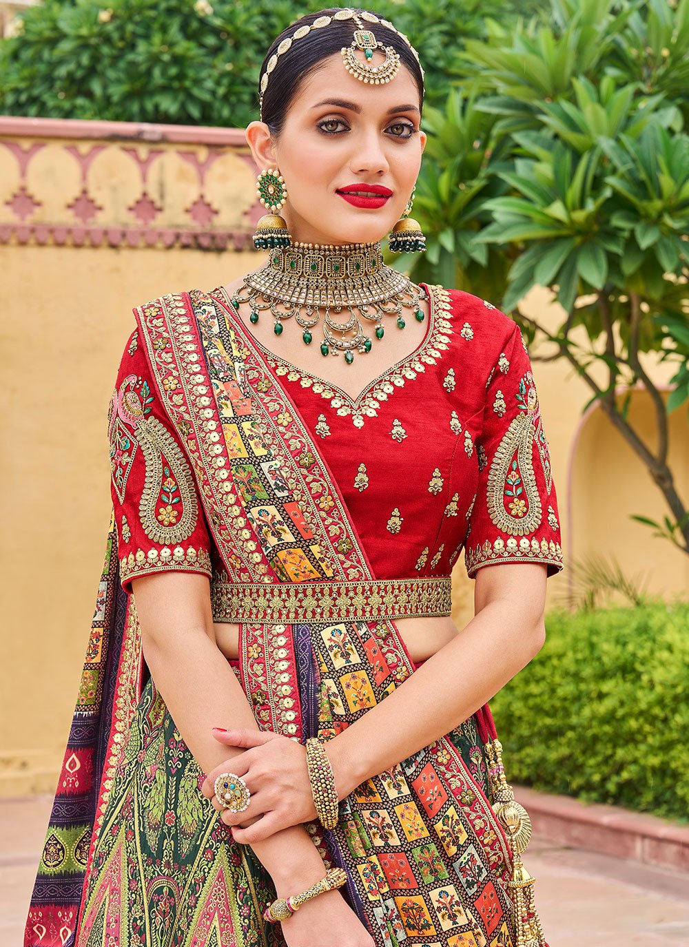 Lehenga Choli Silk Multi Colour Embroidered Lehenga Choli