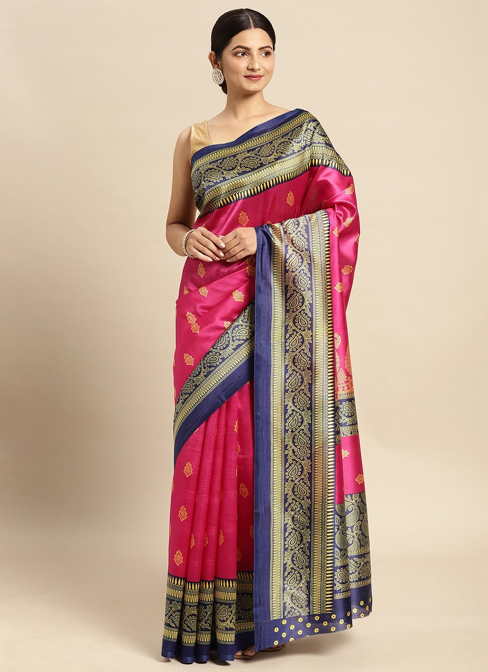 Casual Art Silk Magenta Weaving Saree