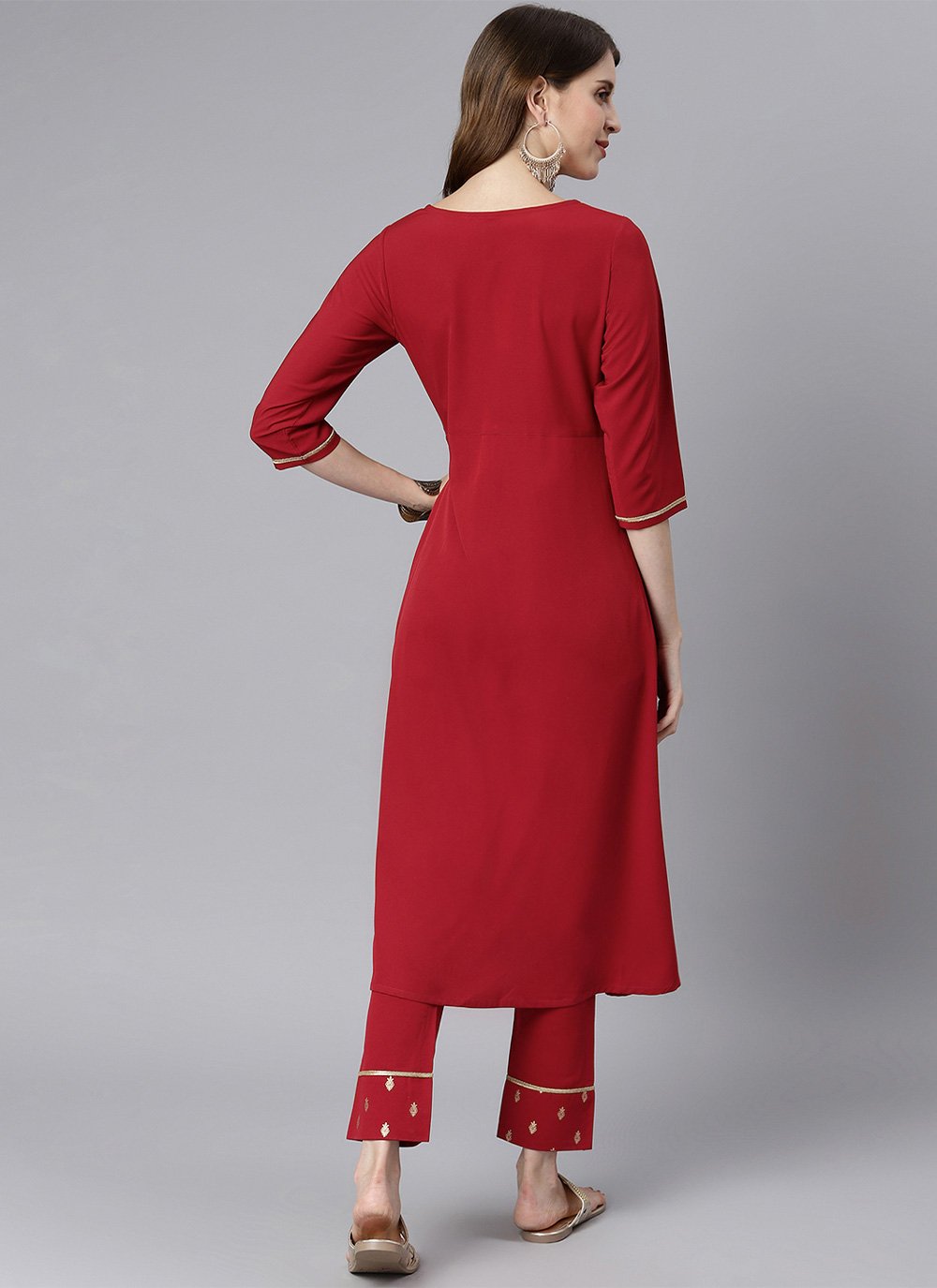 Salwar Suit Crepe Silk Maroon Embroidered Salwar Kameez