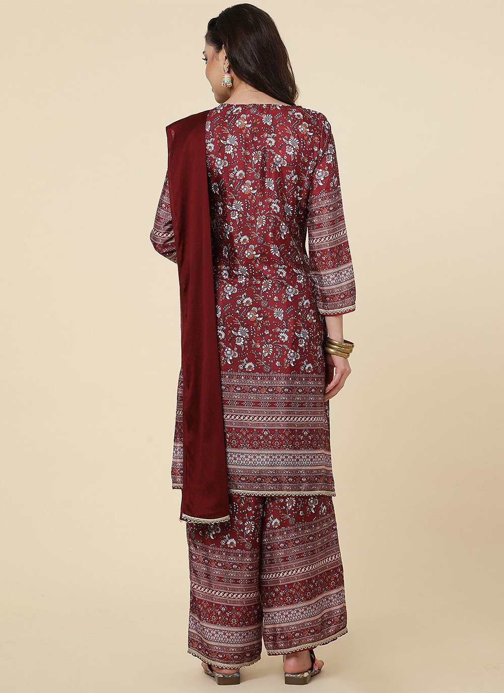 Trendy Suit Crepe Silk Maroon Digital Print Salwar Kameez