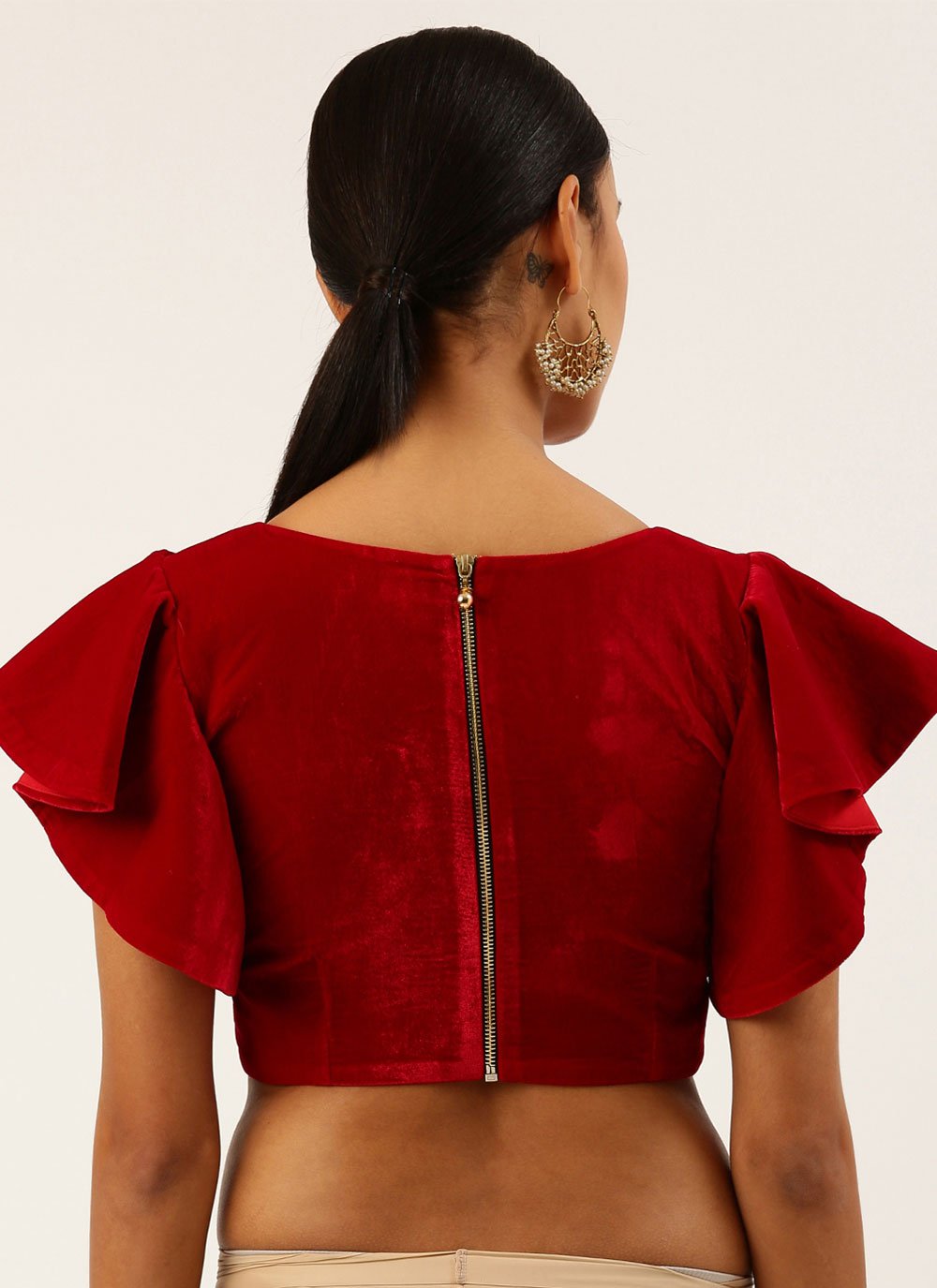 Designer Blouse Velvet Maroon Plain Blouse