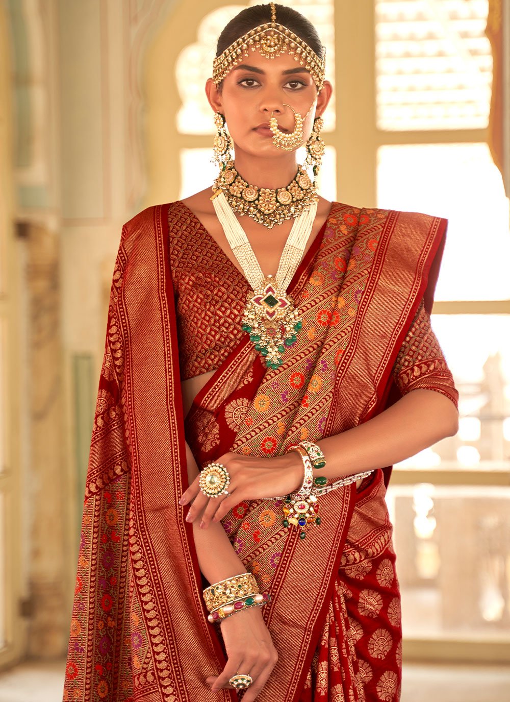 Silk Saree Silk Maroon Foil Print Saree