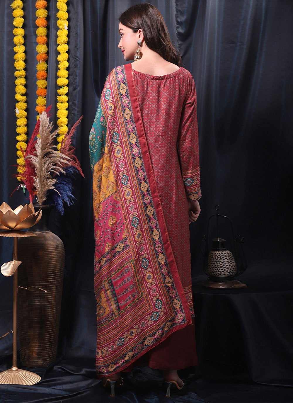 Trendy Suit Muslin Maroon Digital Print Salwar Kameez