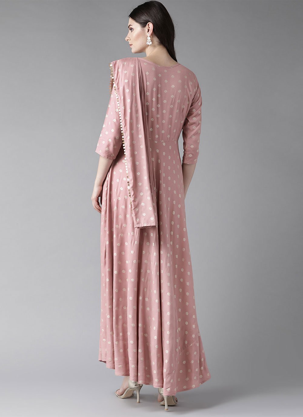 Party Wear Kurti Rayon Mauve Foil Print Kurtis