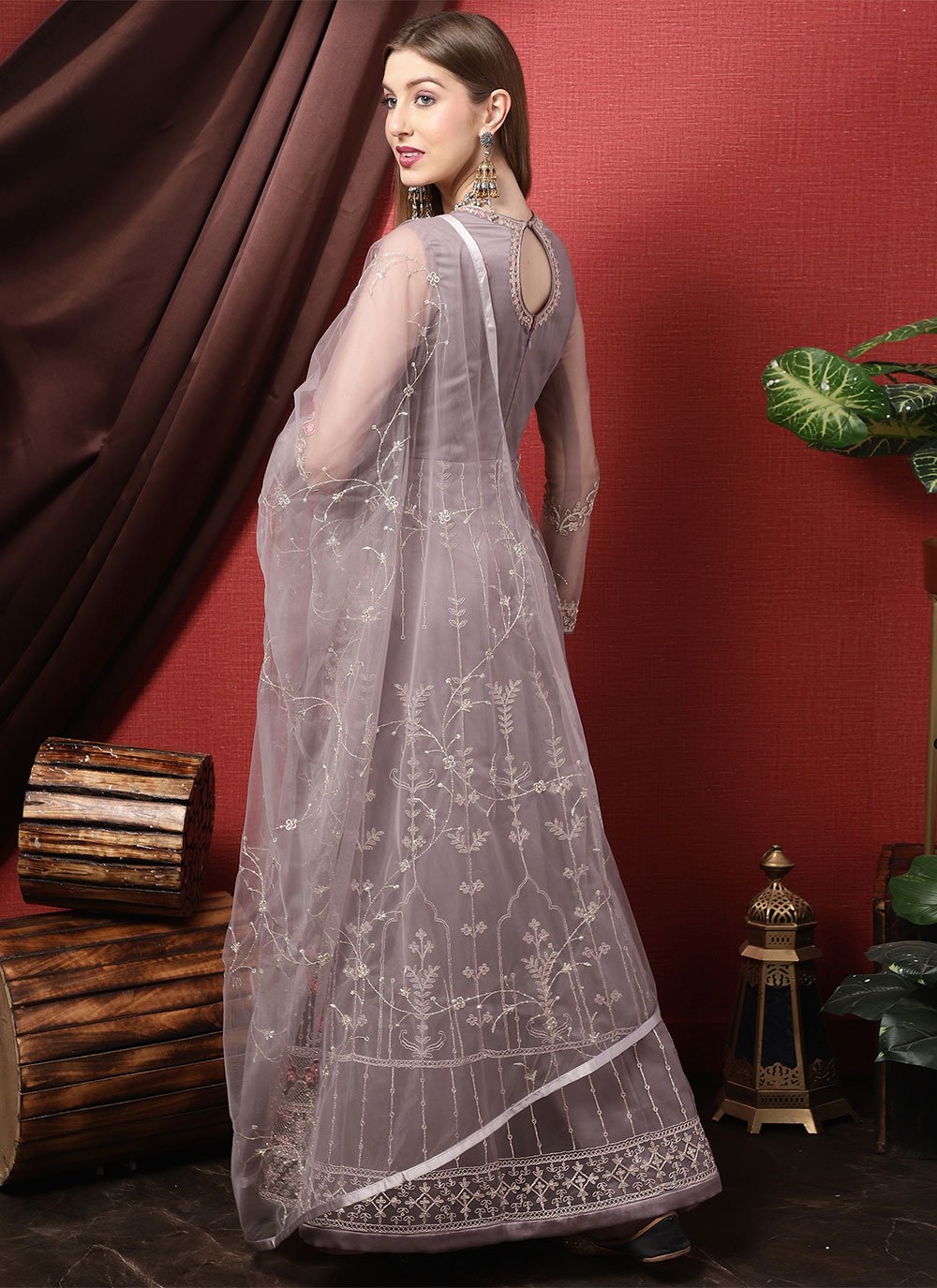 Trendy Suit Net Mauve Embroidered Salwar Kameez