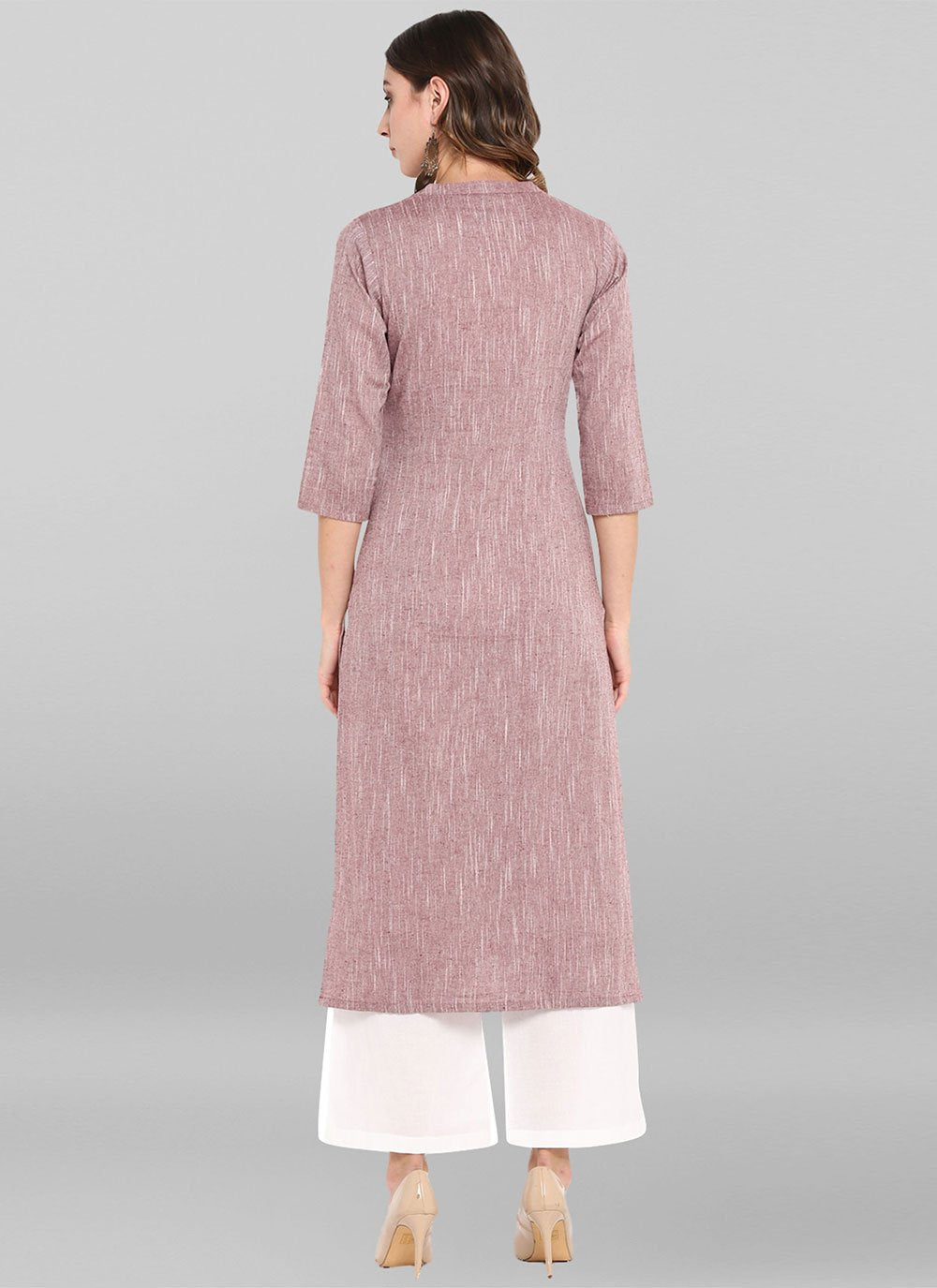 Party Wear Kurti Cotton Mauve Plain Kurtis