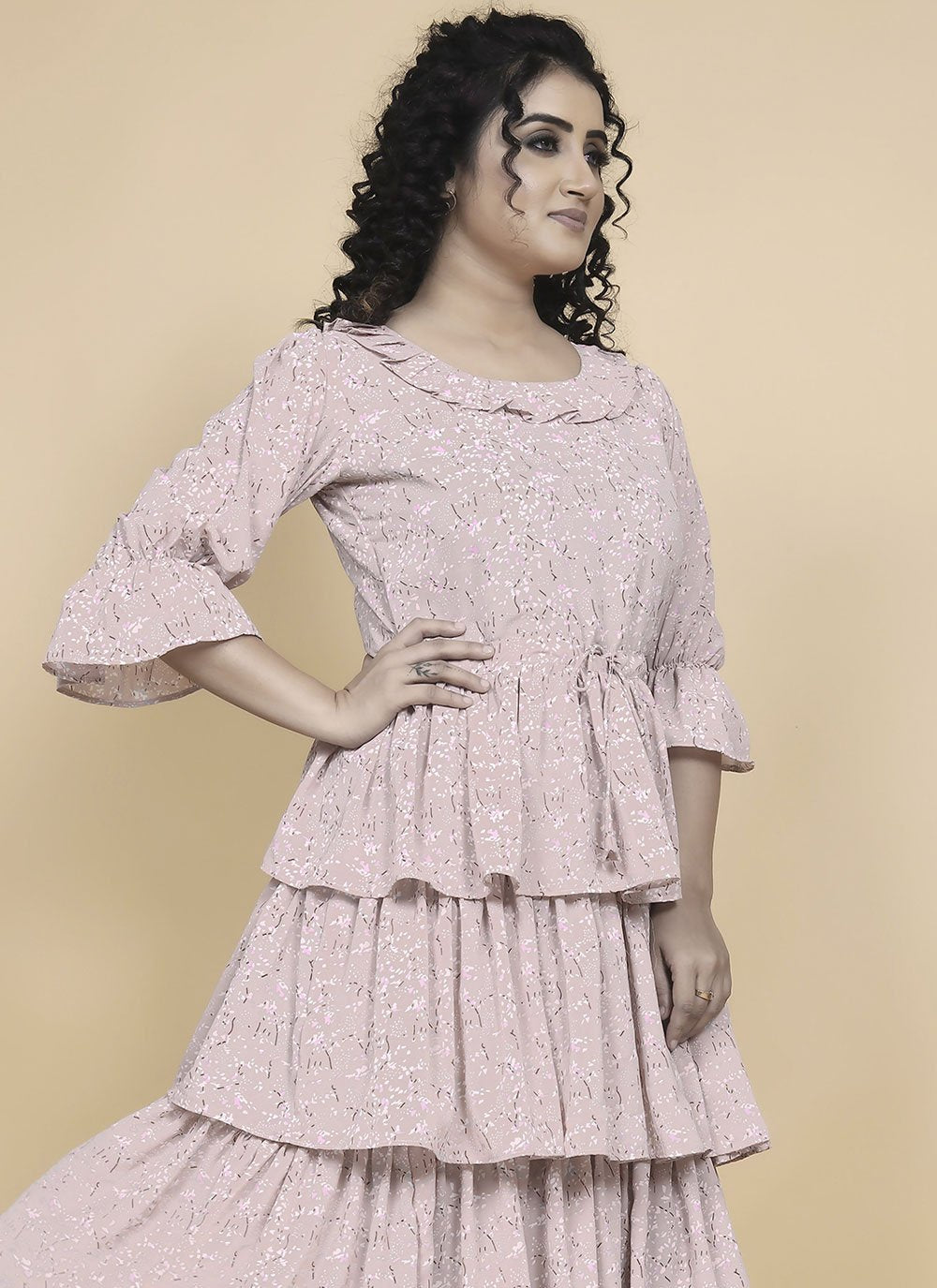 Designer Kurti Georgette Mauve Print Kurtis