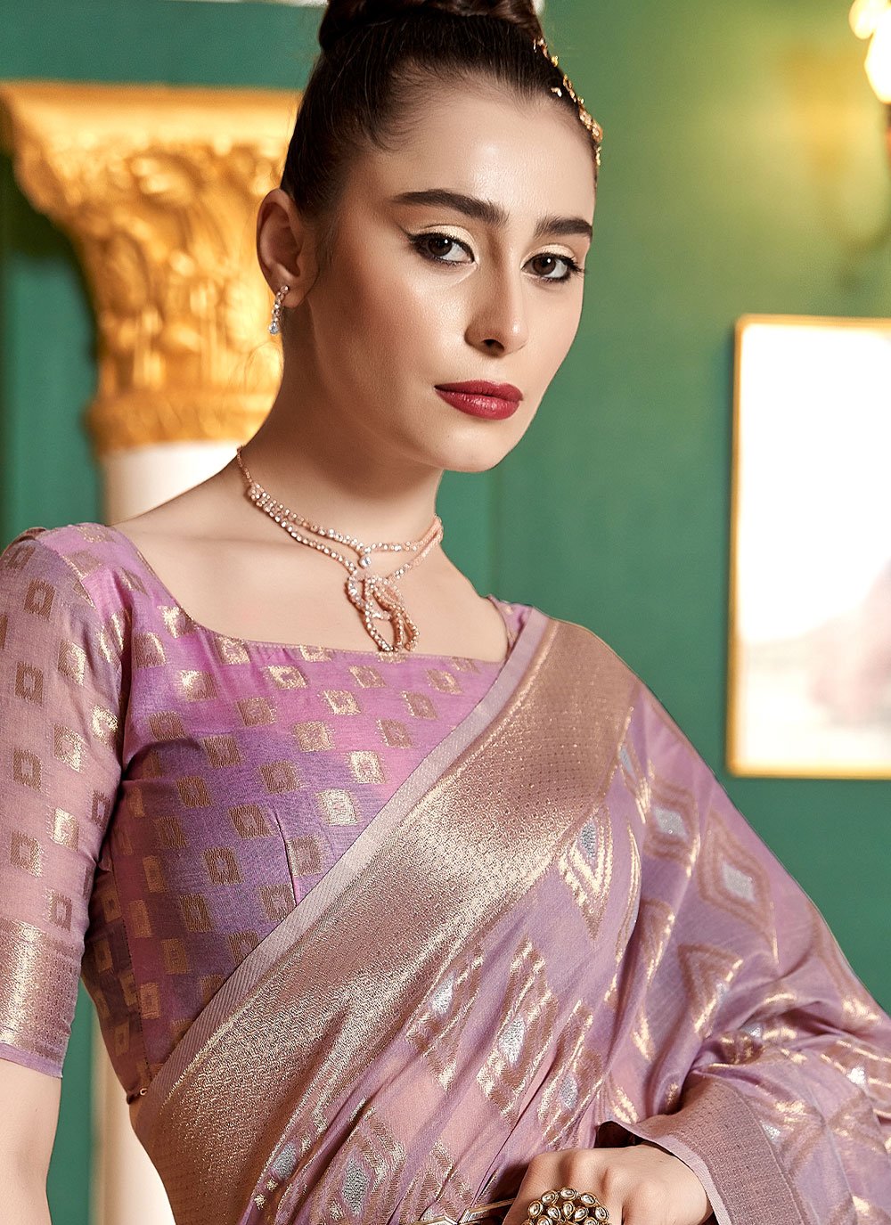 Contemporary Cotton Silk Mauve Weaving Saree