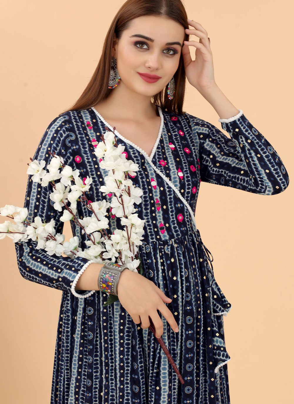 Gown Viscose Blue Mirror Gown